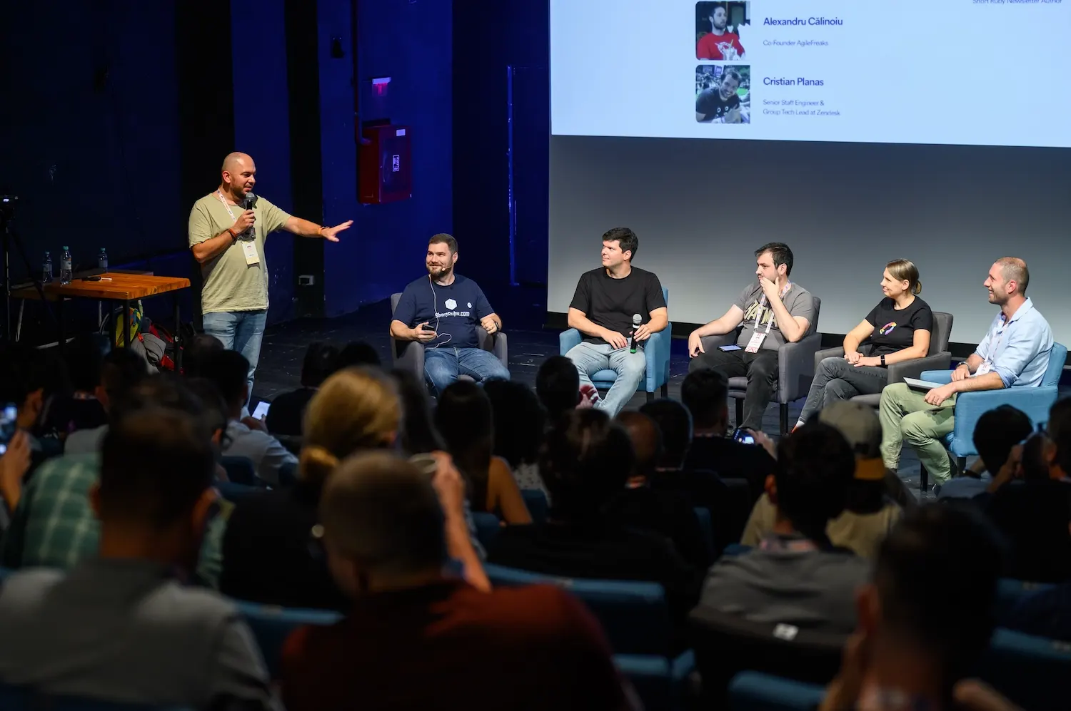 The Friendly.rb 2024 discussion panel on stage
